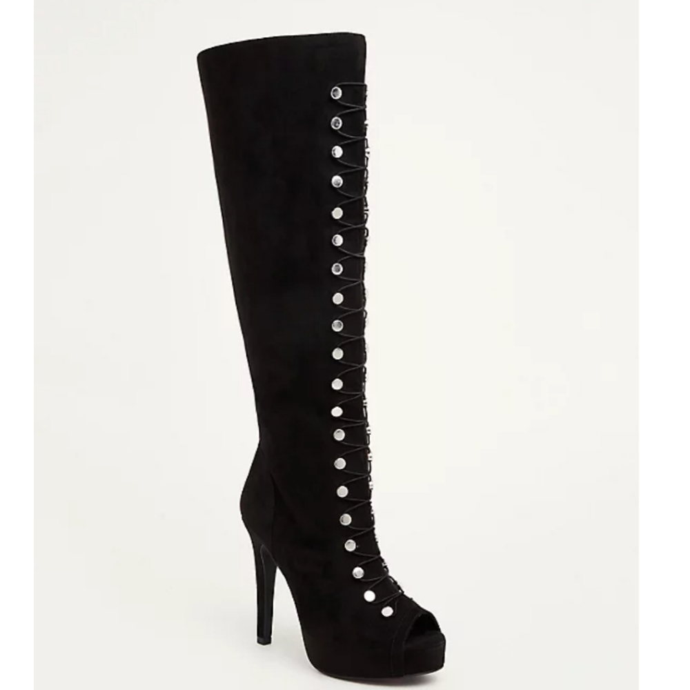 NWOT Torrid lace up stud peep toe heel boots